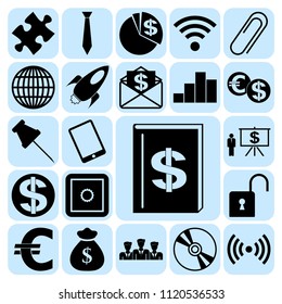 Set of 22 business high quality symbols. Collection. Detailed design. Vector Illustration.