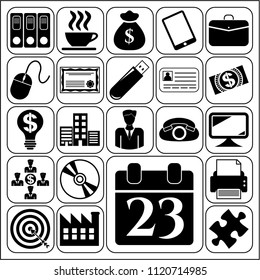 Set of 22 business high quality icons or symbols. Collection. Amazing desing. Vector Illustration.