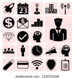 Set of 22 business high quality icons or symbols. Collection. Amazing desing. Vector Illustration.