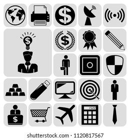 Set of 22 business high quality symbols or icons. Collection. Detailed design. Vector Illustration.