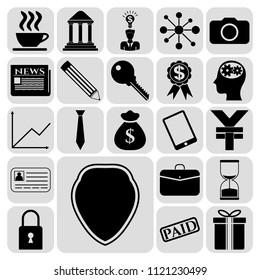 Set of 22 business high quality symbols. Collection. Flat design. Vector Illustration.