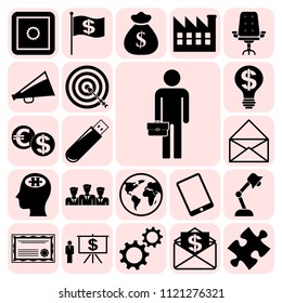 Set of 22 business high quality icons. Collection. Amazing desing. Vector Illustration.