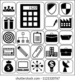 Set of 22 business high quality symbols. Collection. Flat design. Vector Illustration.