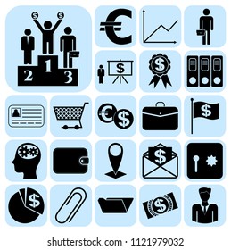 Set of 22 business high quality symbols. Collection. Detailed design. Vector Illustration.