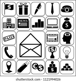 Set of 22 business high quality symbols or icons. Collection. Detailed design. Vector Illustration.