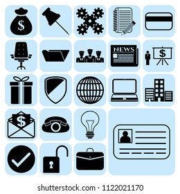 Set of 22 business high quality symbols. Collection. Detailed design. Vector Illustration.