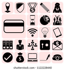Set of 22 business high quality icons or symbols. Collection. Amazing desing. Vector Illustration.