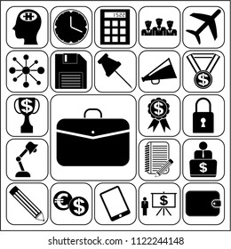 Set of 22 business high quality symbols. Collection. Detailed design. Vector Illustration.
