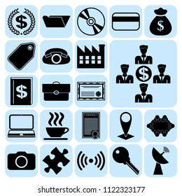 Set of 22 business high quality icons or symbols. Collection. Amazing desing. Vector Illustration.