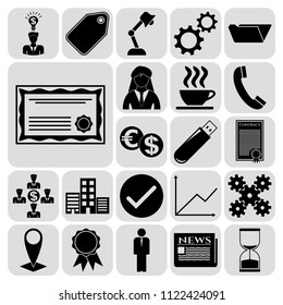 Set of 22 business high quality symbols. Collection. Detailed design. Vector Illustration.