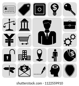 Set of 22 business high quality symbols or icons. Collection. Amazing desing. Vector Illustration.