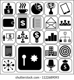 Set of 22 business high quality symbols or icons. Collection. Detailed design. Vector Illustration.