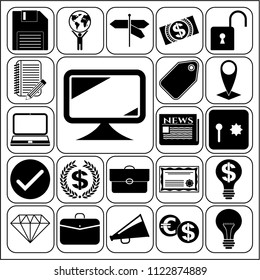 Set of 22 business high quality symbols or icons. Collection. Flat design. Vector Illustration.