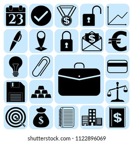Set of 22 business high quality icons. Collection. Flat design. Vector Illustration.