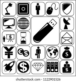Set of 22 business high quality icons or symbols. Collection. Detailed design. Vector Illustration.