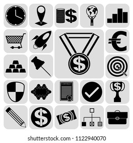 Set of 22 business high quality icons or symbols. Collection. Amazing desing. Vector Illustration.