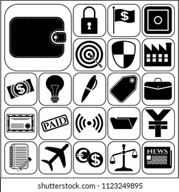 Set of 22 business high quality icons. Collection. Flat design. Vector Illustration.