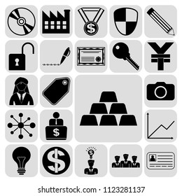 Set of 22 business high quality symbols. Collection. Flat design. Vector Illustration.