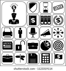 Set of 22 business high quality symbols or icons. Collection. Amazing desing. Vector Illustration.