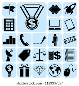 Set of 22 business high quality icons. Collection. Amazing desing. Vector Illustration.