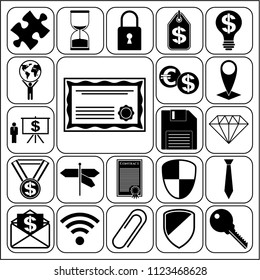 Set of 22 business high quality symbols or icons. Collection. Detailed design. Vector Illustration.