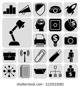  Set of 22 business high quality icons or symbols. Collection. Detailed design. Vector Illustration.
