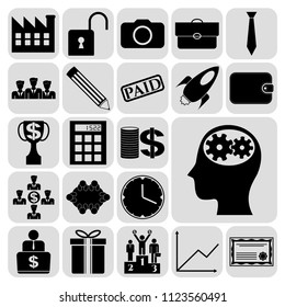 Set of 22 business high quality symbols or icons. Collection. Detailed design. Vector Illustration.