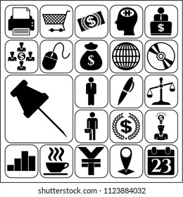 Set of 22 business high quality symbols or icons. Collection. Detailed design. Vector Illustration.