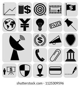 Set of 22 business high quality symbols. Collection. Flat design. Vector Illustration.