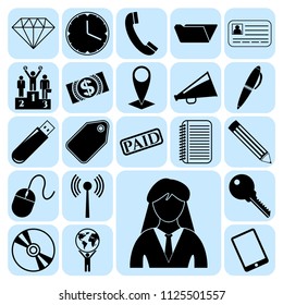 Set of 22 business high quality icons or symbols. Collection. Amazing desing. Vector Illustration.