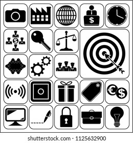 Set of 22 business high quality icons or symbols. Collection. Amazing desing. Vector Illustration.