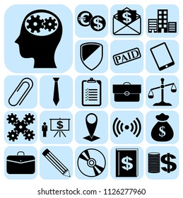 Set of 22 business high quality symbols. Collection. Flat design. Vector Illustration.