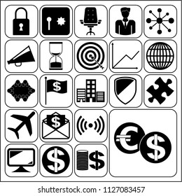 Set of 22 business high quality icons or symbols. Collection. Detailed design. Vector Illustration.