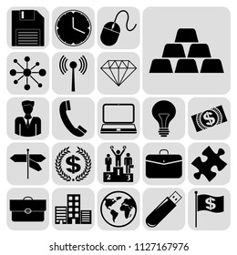Set of 22 business high quality symbols or icons. Collection. Detailed design. Vector Illustration.