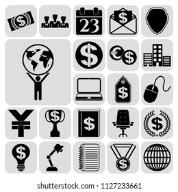 Set of 22 business high quality symbols or icons. Collection. Amazing desing. Vector Illustration.