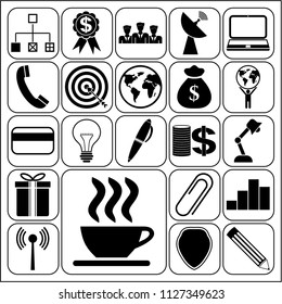 Set of 22 business high quality symbols or icons. Collection. Detailed design. Vector Illustration.