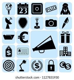 Set of 22 business high quality symbols or icons. Collection. Flat design. Vector Illustration.