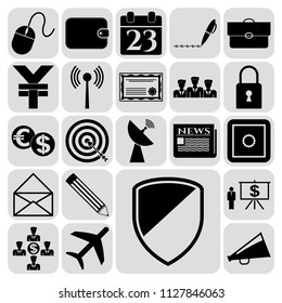 Set of 22 business high quality icons. Collection. Flat design. Vector Illustration.