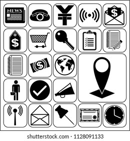 Set of 22 business high quality symbols or icons. Collection. Flat design. Vector Illustration.