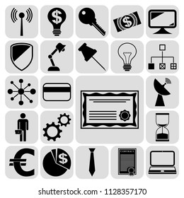 Set of 22 business high quality symbols. Collection. Flat design. Vector Illustration.
