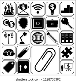Set of 22 business high quality icons or symbols. Collection. Flat design. Vector Illustration.