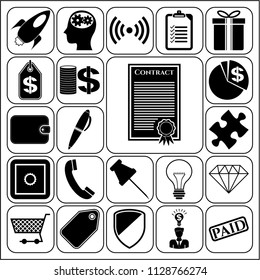Set of 22 business high quality icons or symbols. Collection. Amazing desing. Vector Illustration.
