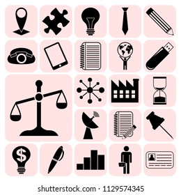 Set of 22 business high quality symbols. Collection. Flat design. Vector Illustration.