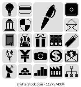 Set of 22 business high quality icons or symbols. Collection. Detailed design. Vector Illustration.