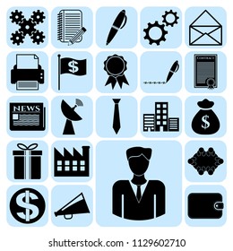 Set of 22 business high quality symbols. Collection. Flat design. Vector Illustration.