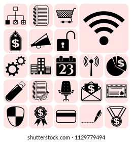 Set of 22 business high quality symbols. Collection. Flat design. Vector Illustration.