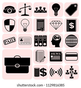 Set of 22 business high quality icons or symbols. Collection. Detailed design. Vector Illustration.