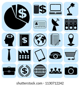 Set of 22 business high quality icons or symbols. Collection. Detailed design. Vector Illustration.