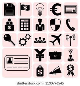 Set of 22 business high quality symbols or icons. Collection. Detailed design. Vector Illustration.
