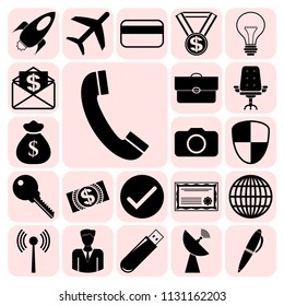 Set of 22 business high quality icons or symbols. Collection. Detailed design. Vector Illustration.